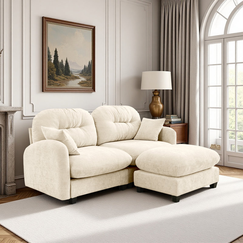  Suanne Cloud Sectional L-shaped Couch With Ottoman,soft Chenille Fabric, High-density Foam,fits Bedrooms Living Rooms Reading Nooks