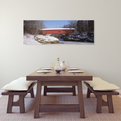 Narrows Covered Bridge Turkey Run State Park In Usa Peaceful Abstract Contemporary Forest Landscape Wall Art