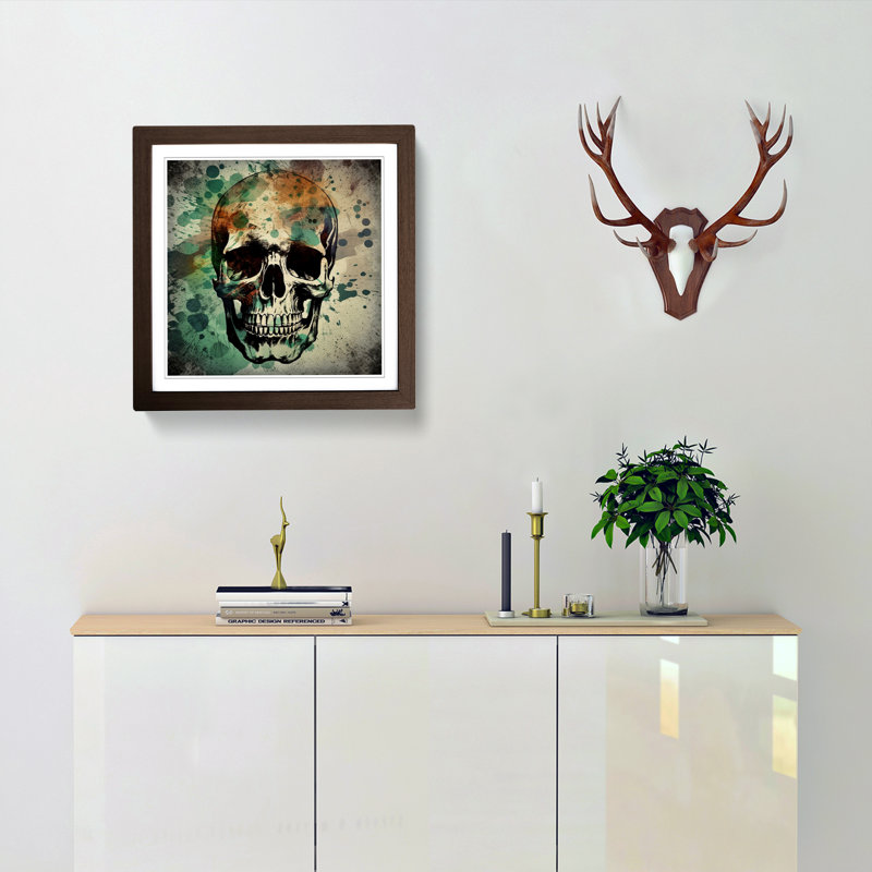 Skull Grunge Art - Framed Print, Walnut