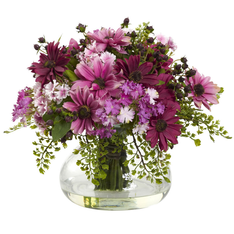 Arrangement floral marguerites dans un vase, Grand, Rose