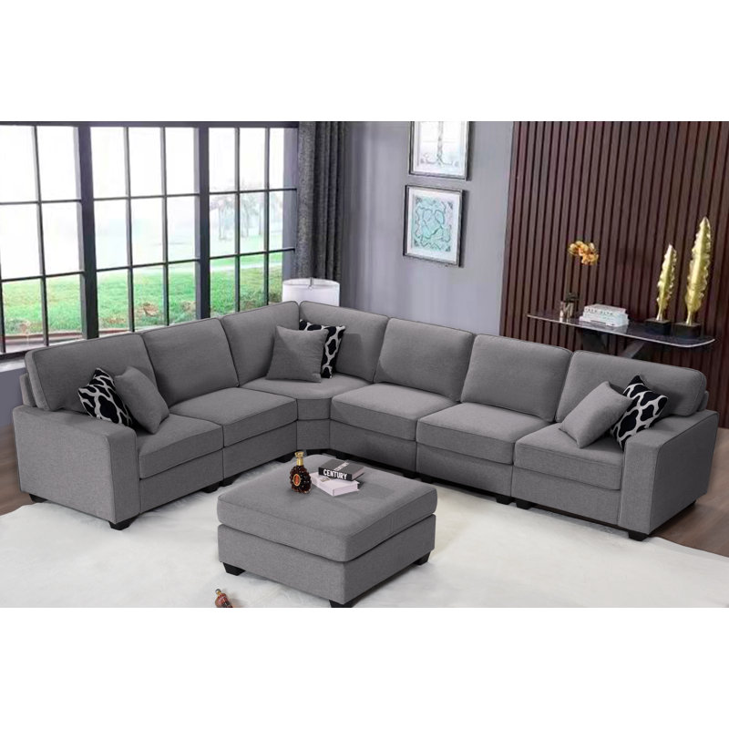 Canapé modulaire 8 pièces Rahyl, Mélange de polyester gris foncé