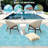 Reversible & Collapsible Outdoor Plastic Area Rug - Modern Abstract Low-Pile Carpet, Mark Resistant, Easy Clean for Patio, Camping, Picnic, RV-477737554-477737552