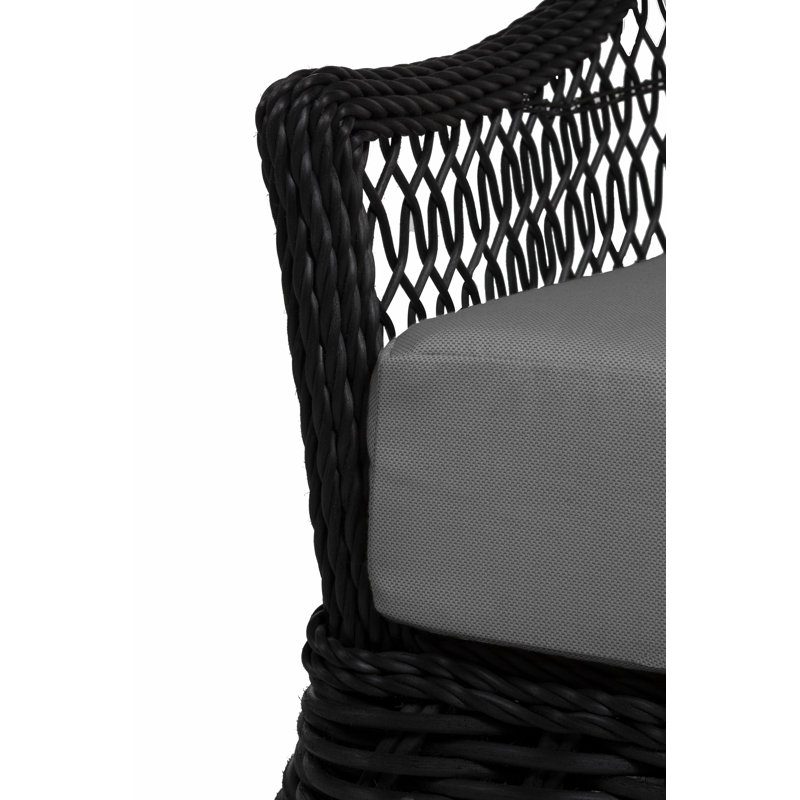 Soho Swivel Glider Chair with Cushions, Dove Sunbrella® Linen, Black, No Welt