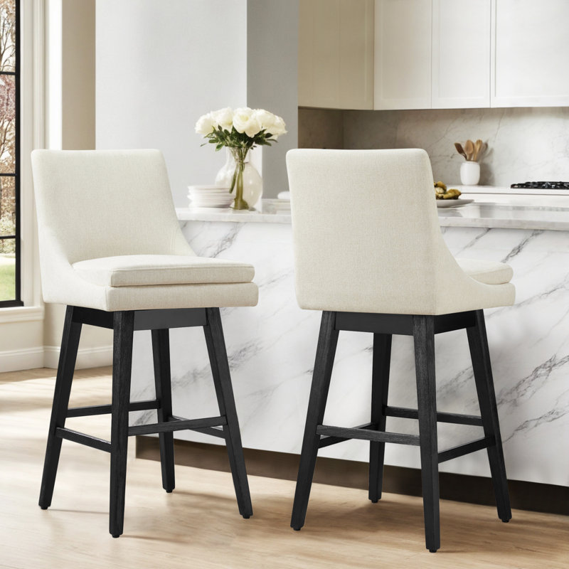Aleksy Swivel Counter & Bar Stool, Bar Stool (30" Seat Height), Cream