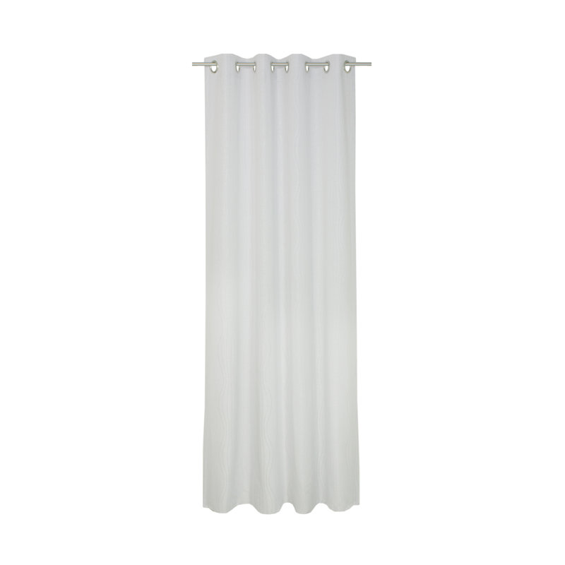 Alderete Cotton Blend Eyelet Curtain single Panel, opaque, 132cm Width x 180cm Drop, White and silver