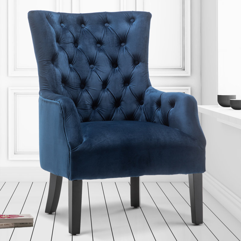 Dority Upholstered Wingback Chair, Blue
