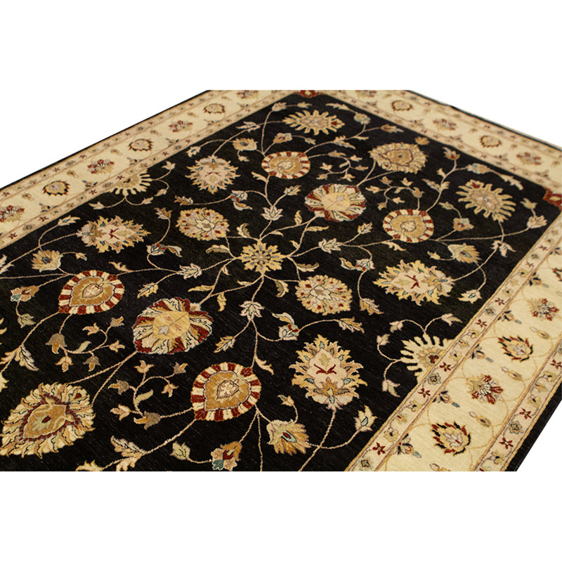 Tapis oriental beige en laine noué à la main 6 pi 8 po x 9 pi 10 po