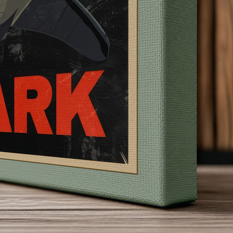 Shark Graphic Art - Wrapped Canvas, 36x24 - 91.4 x 61.0 cm, Sage Border