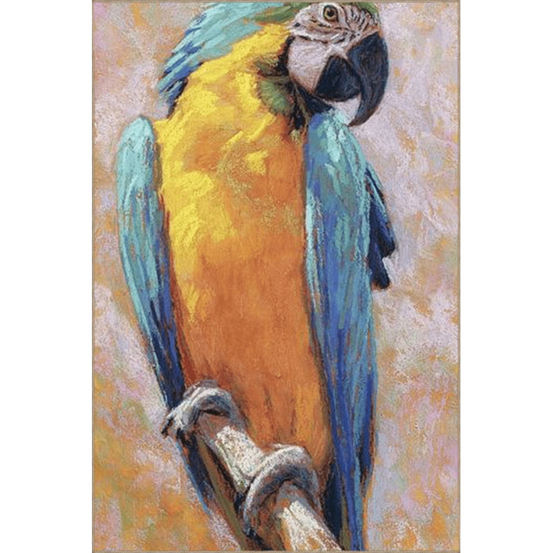 Tapis décoratif moderne à motif perroquet bleu et jaune, Rectangle 2 pi 4 po x 4 pi