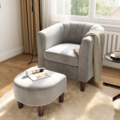 Torrence Upholstered Barrel Chair with Ottoman