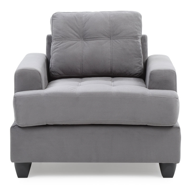 Fauteuil club 38 po Baerman, Similicuir gris