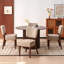 Ensemble de 4 chaises de salle à manger empilables brun clair avec structure en métal de couleur noyer-1294641332-1294641335