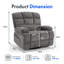 Fauteuil inclinable de massage l 40,8 po avec haut-parleurs cachés Bluetooth et chauffage, pivotant-2091425250