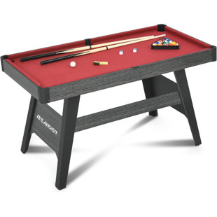 RayChee 54" Portable Pool Table Billiards Table with Leg Levelers, 2 Cue Sticks, 16 Balls, Triangle, Chalk