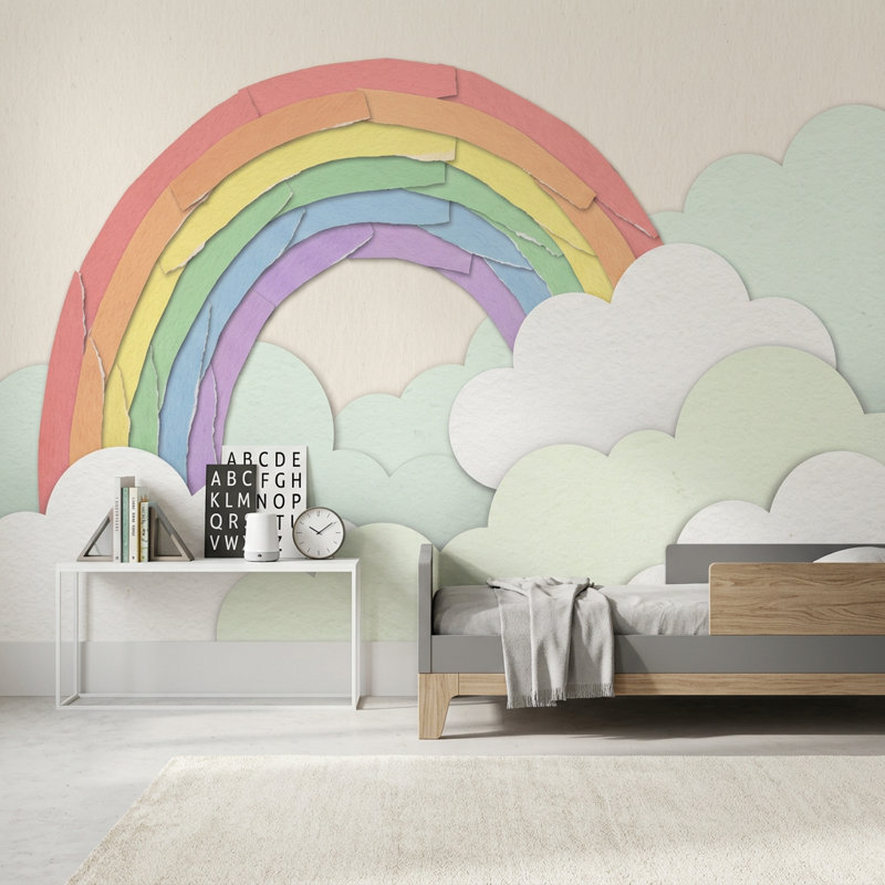 Papier peint pastel Rainbow, 160 po x 108 po, Peler et coller