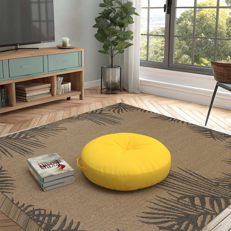 Housse de coussin circulaire avec insert Sunbrella, Toile jaune tournesol, Circulaire 22 po
