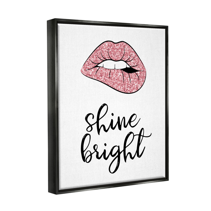 Shine Bright Glam Lips par Martina Pavlova, Cadre flottant noir de jais, H 21 po x l 17 po x P 1,7 po