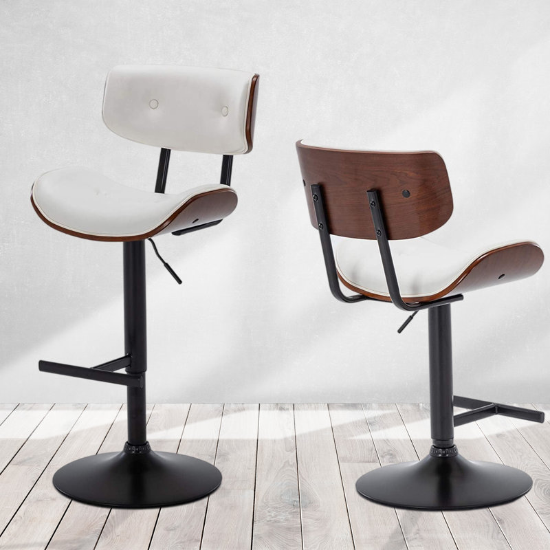 Tabouret pivotant à hauteur réglable Lakitia, Blanc