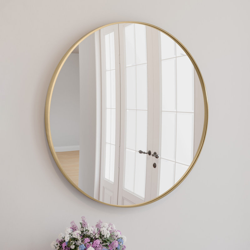 Miroir mural Adrihanna, Or brossé, 36 po x 36 po