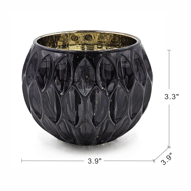Verre découpé ovale brillant - ensemble de 2, Noir