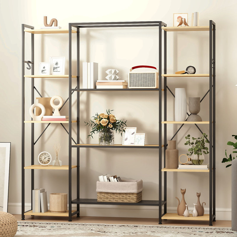 160cm W Metal Standard Bookcase, Beige/Black