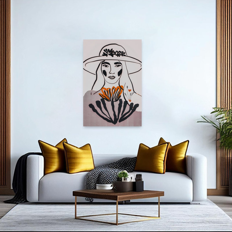 Bohemian Floral Portrait Abstract Bold Elegant Nature Portrait Wall Art Print by Beate Tubach - Wrapped Canvas Print
