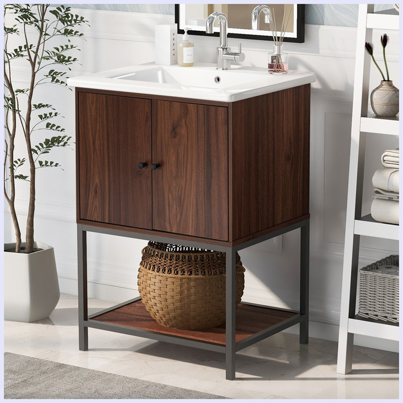 Meuble-lavabo moderne avec 2 portes à fermeture douce