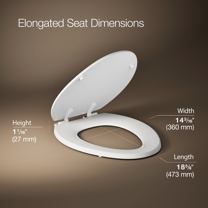 Stonewood Compression-Molded Wood Toilet Seat with Color-Matched Plastic Hinges, White, Elongated