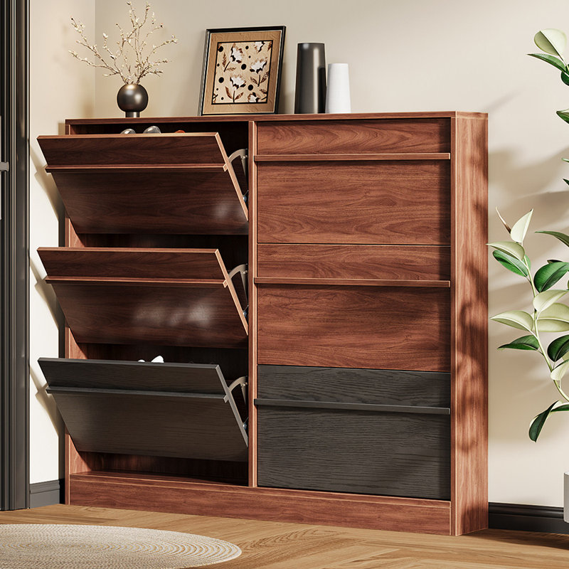 American style practical storage shoe cabinet, 49.21" H x 62.99" W x 8.66" D
