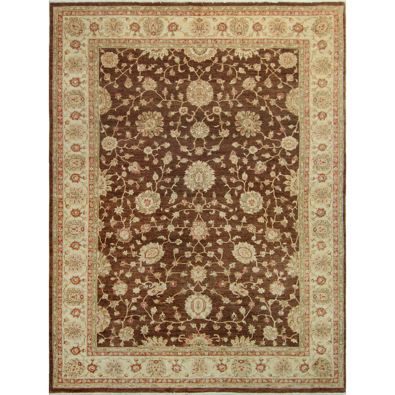 Tapis de la surface en laine 10 pi x 14 po one-of-kind noué la brown Romona