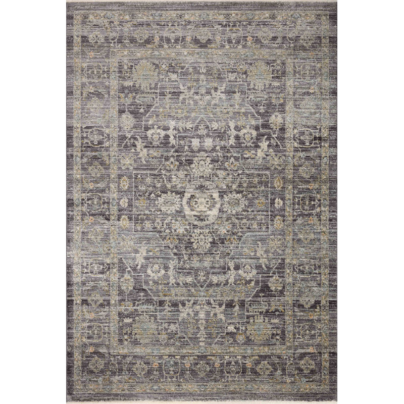Tapis minuit / tabac Jean Stoffer x Loloi Katherine, Rectangle 7 pi 10 po x 10 pi