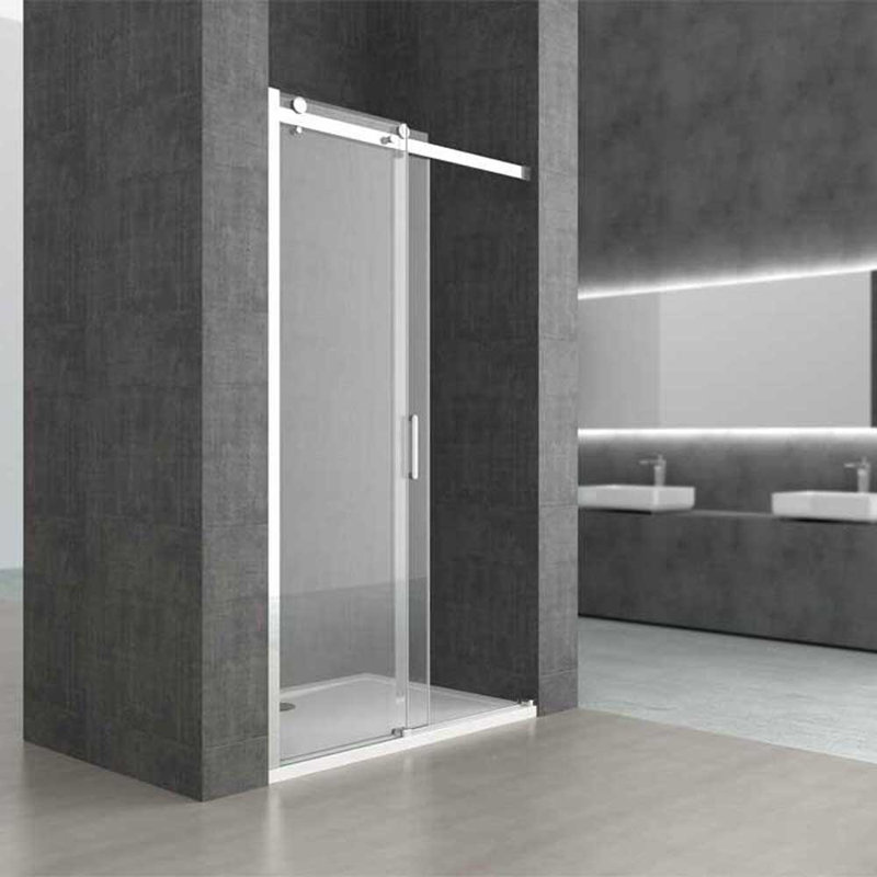  1300mm Frameless Reversible Shower Sliding Door 8mm Thick Transparent Safety Glass Side Aluminium Strip Mount, 150Cm