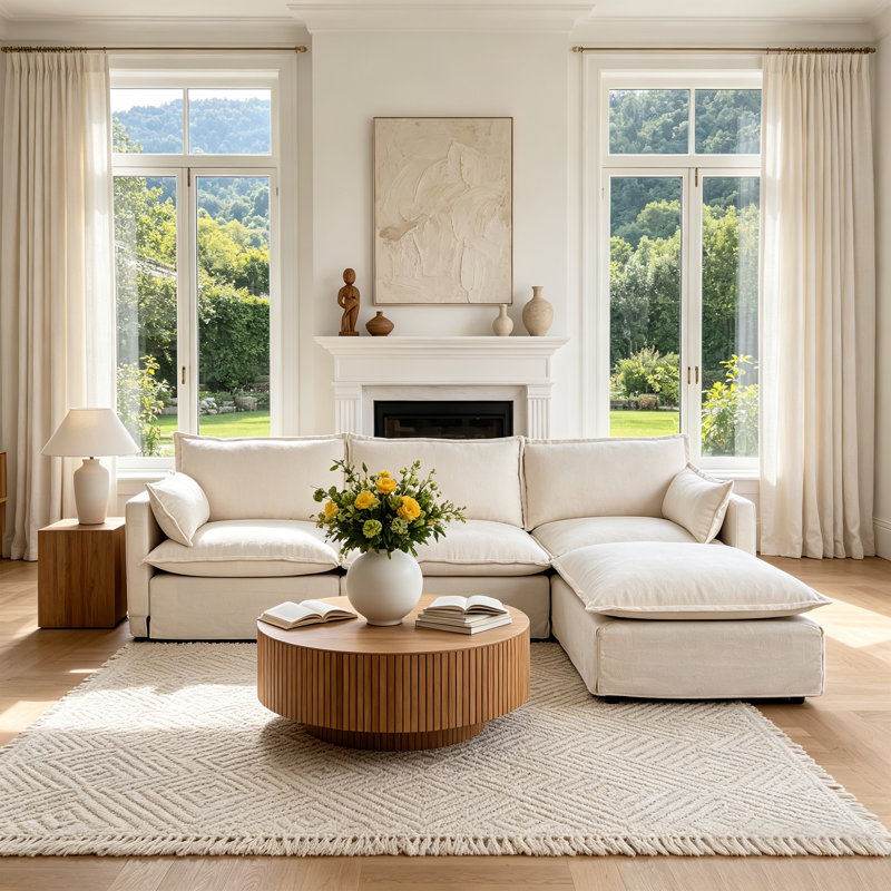 Convertible Sectional Sofa Couch, White