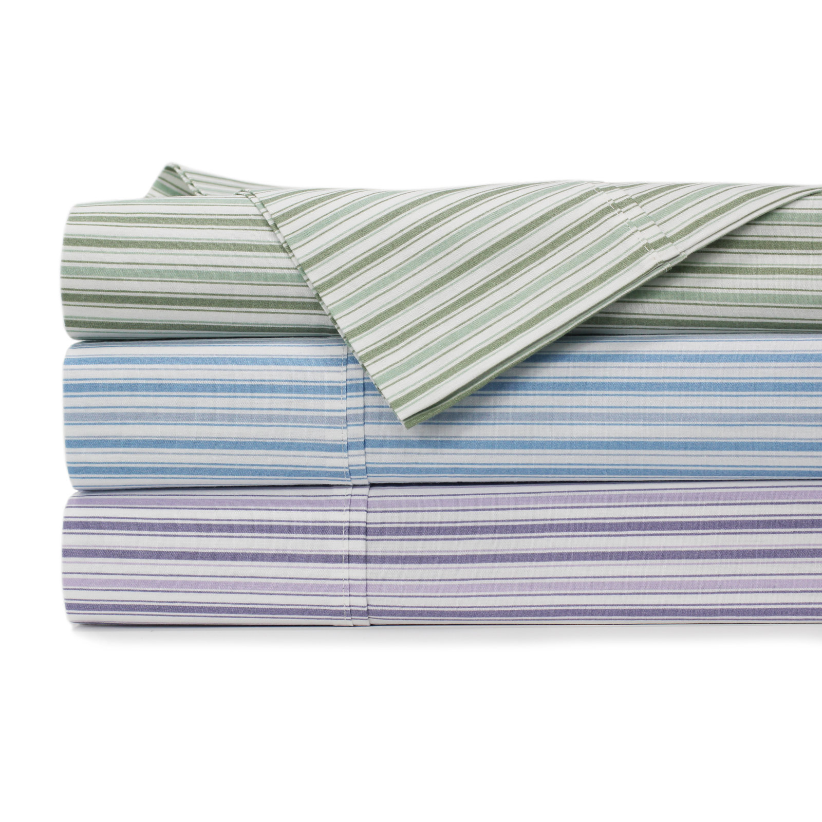 Beford Lane 100% Cotton Percale Sheet Set, Twin Sheet Set + Fitted Sheet + 1 Pillowcase, Blue
