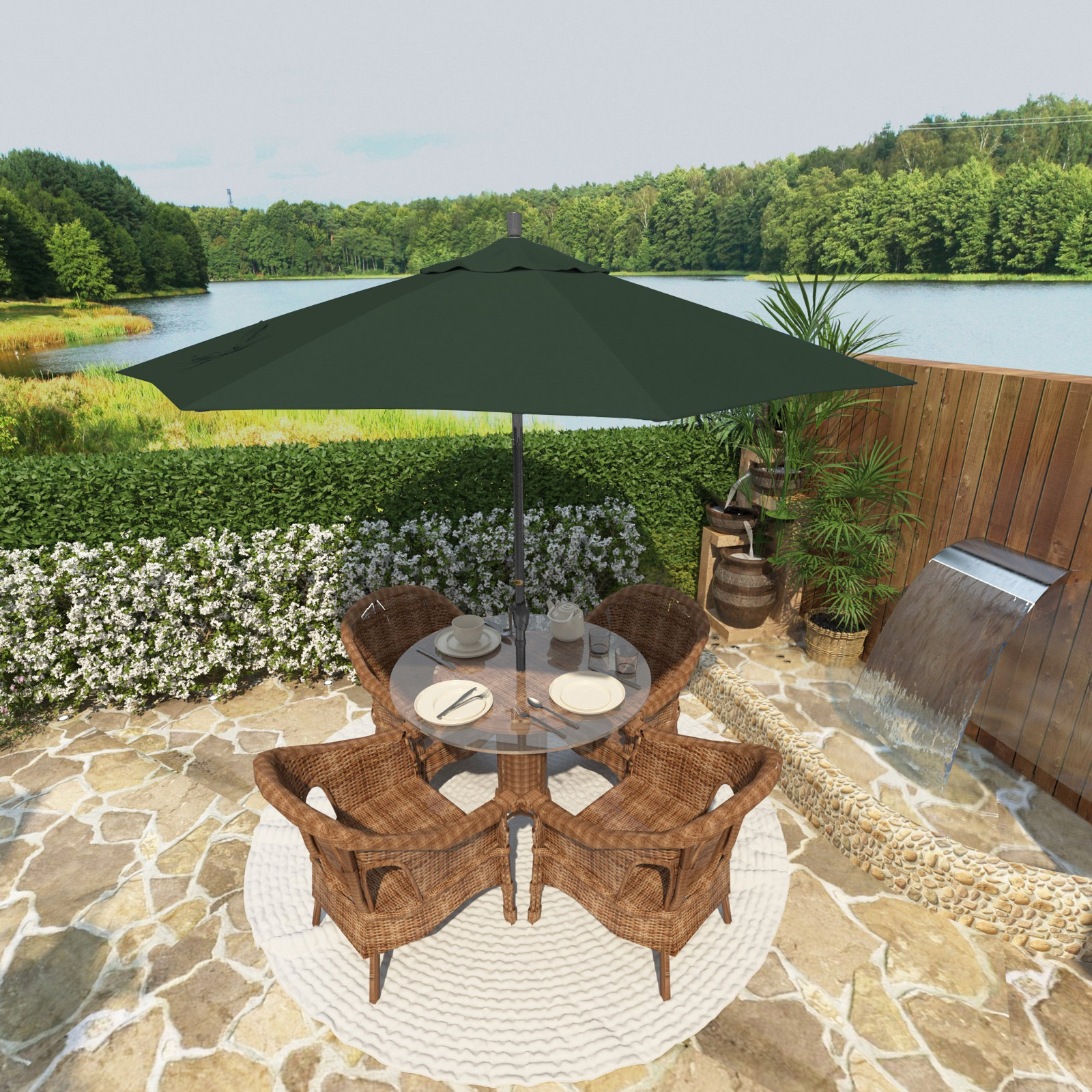 Lexia 90'' Sunbrella® Outdoor Umbrella, Canvas Forest Green Sunbrella® Canvas