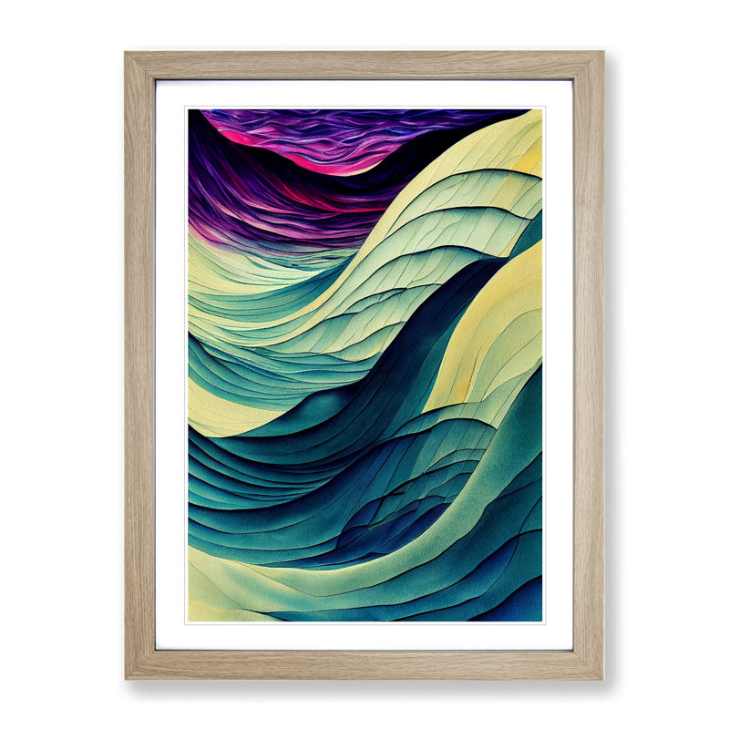 Layers of an Ocean Wave Abstract No.1 1 Piece Single Picture Frame Wall Art, 64cm H x 46cm W x 2cm D, Oak