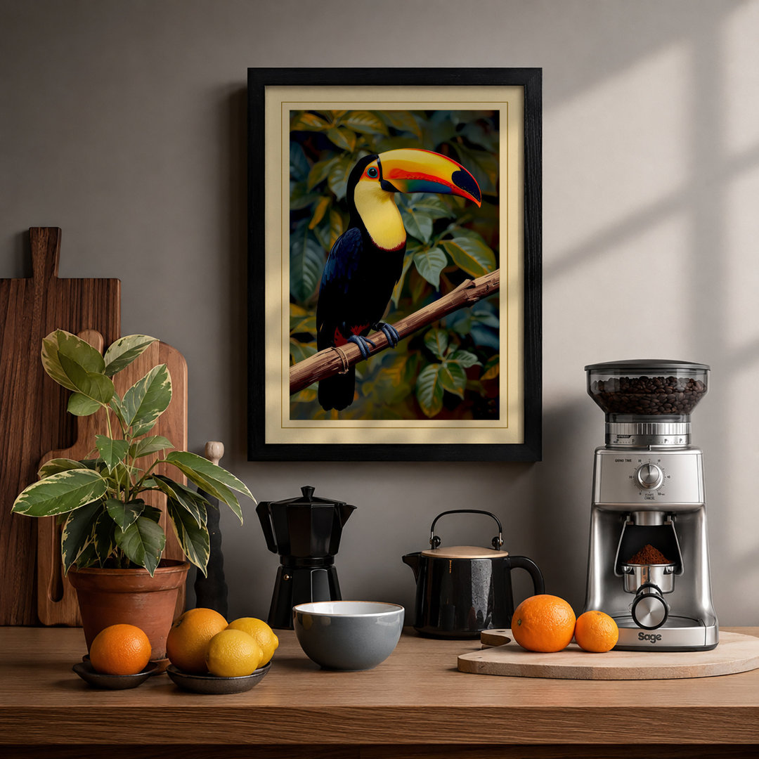 Toucan on Branch Tropical - Framed Print
