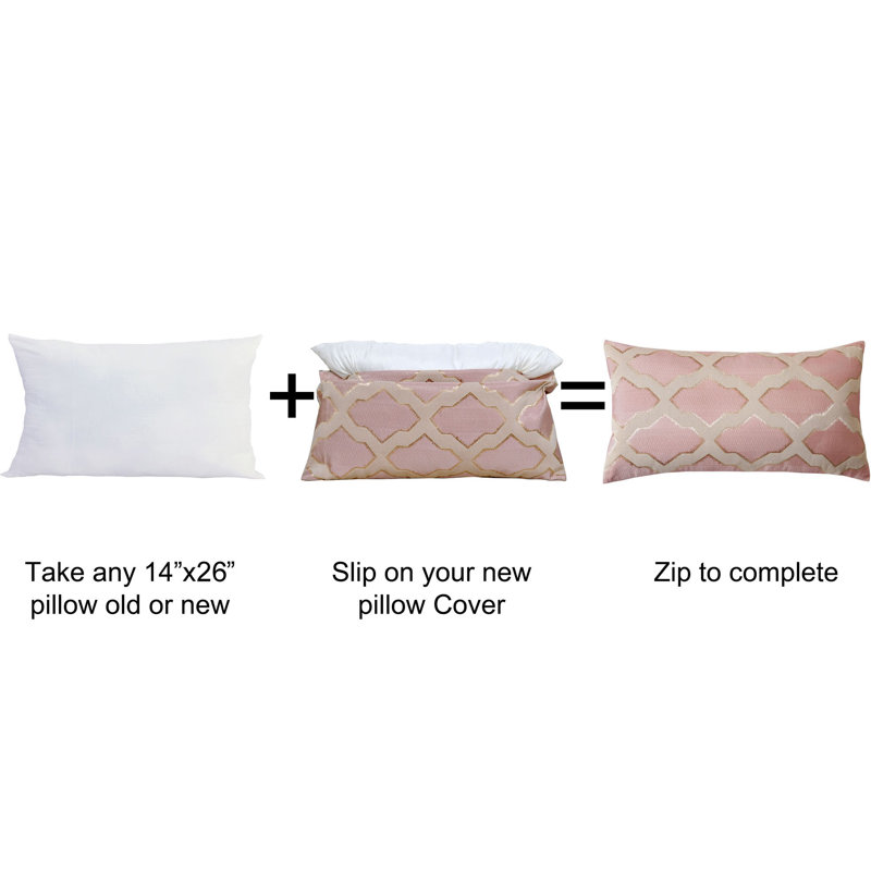 Geometric Rectangular Lumbar Cushion Cover, Rose