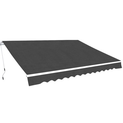 Dakota Fields 350cm W x 250cm D Polyester Anthracite Cover Retractable Patio Awning