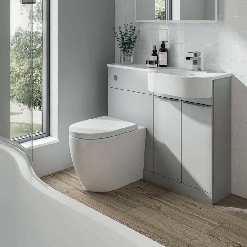 100mm Combined Vanity Unit with Toilet Included, Light Grey