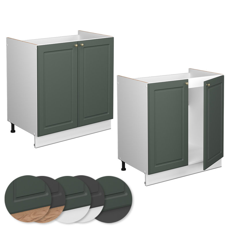 Bradbury 82cm H x 80cm W x 51.6cm D Particleboard Base Unit, White/Green