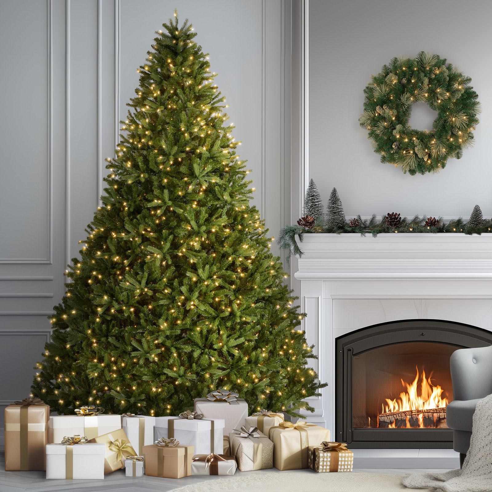 Pre-Lit Fir Christmas Tree, 8'