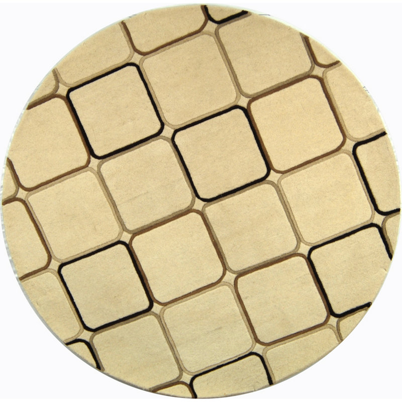 Tapis géométrique en laine et viscose touffeté à la main Steuart, Rond 6 pi