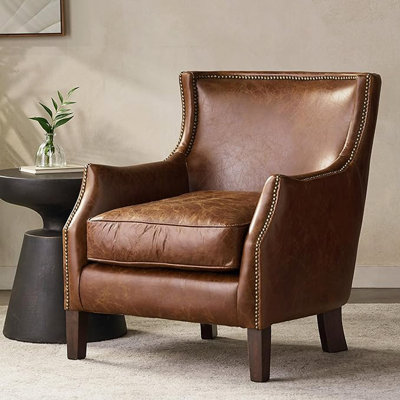 Fauteuil en cuir véritable Colyer