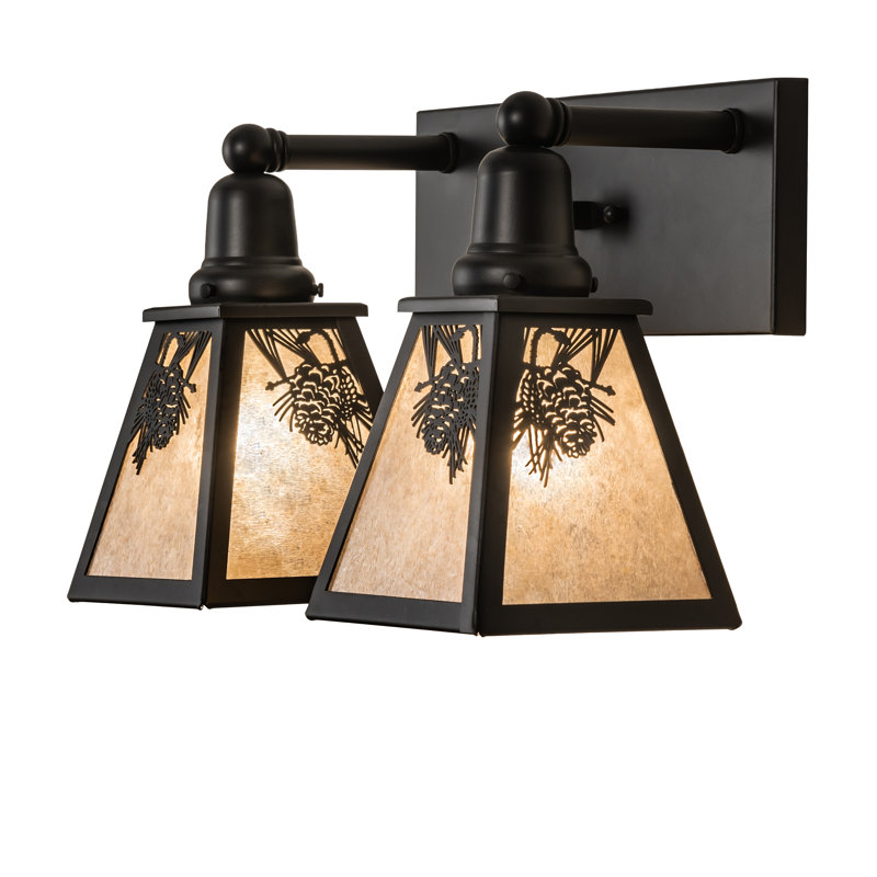 - Light Vanity Light, 10.5" H x 17" W x 8.5" D, Silver, Satin Black Wrought Iron