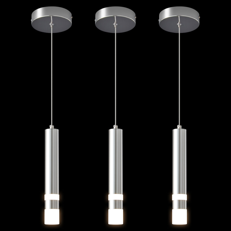 Griscelda Dimmable LED Mini and Modern Pendant, Lighting Kitchen Fixture, Chrome, 3 Lights