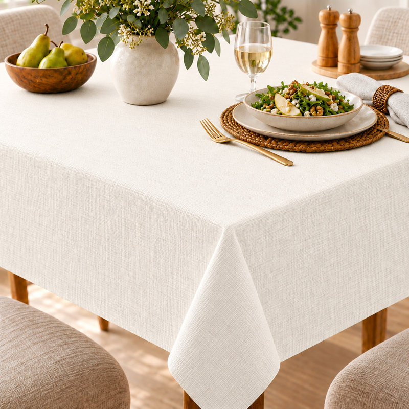 Sous-main de table robuste et découpable avec envers en flanelle, blanc, 52 x 108 pouces, 52 po x 108 po