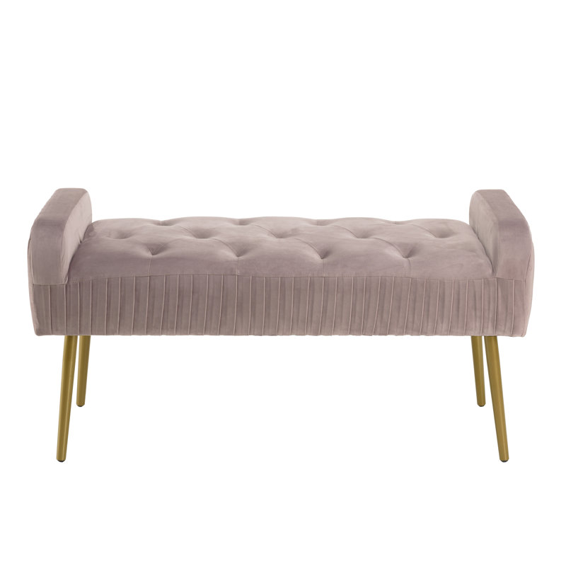 Runnells Velvet Upholstered Bench, Pink