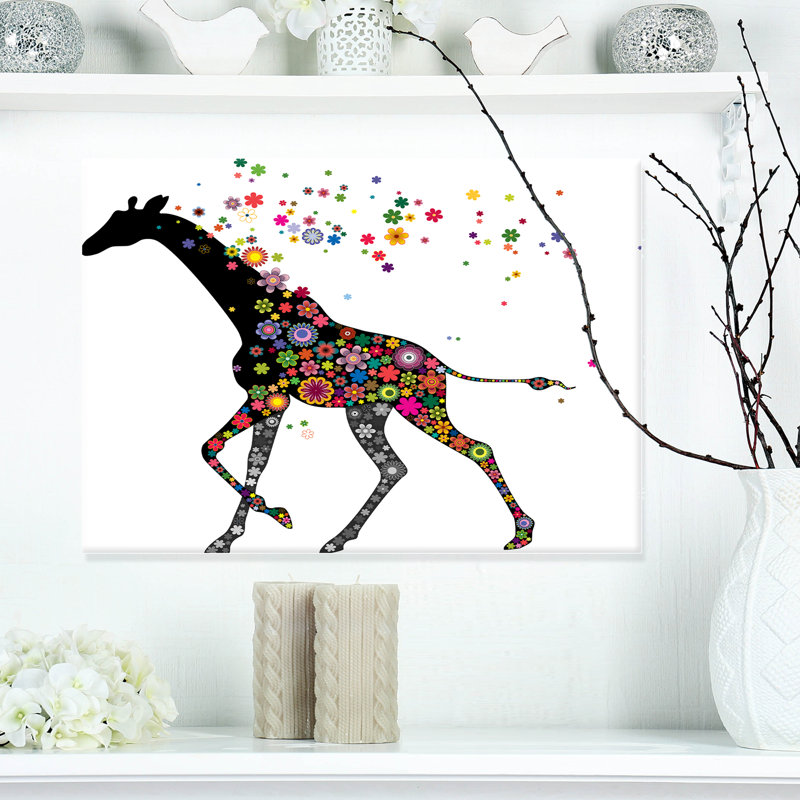 «Cheerful Giraffe Running», impression, H 20 po x l 20 po x P 1 po, Toile avec cadre flottant