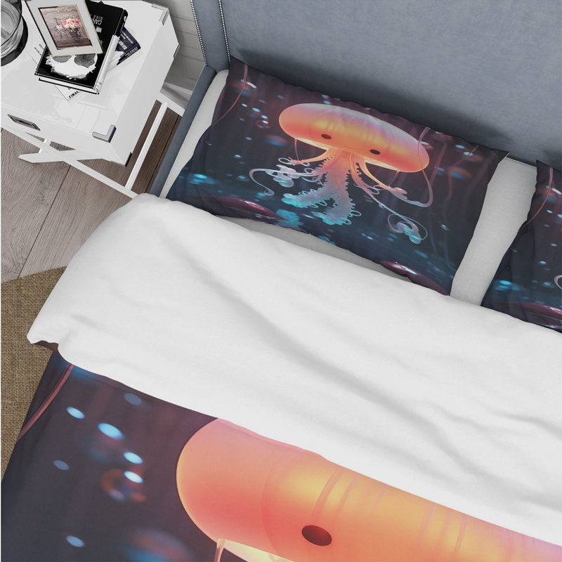 Mignon méduse pour chambre de bébé I - Ensemble de housse de couette méduse, Housse de couette pour grand lit